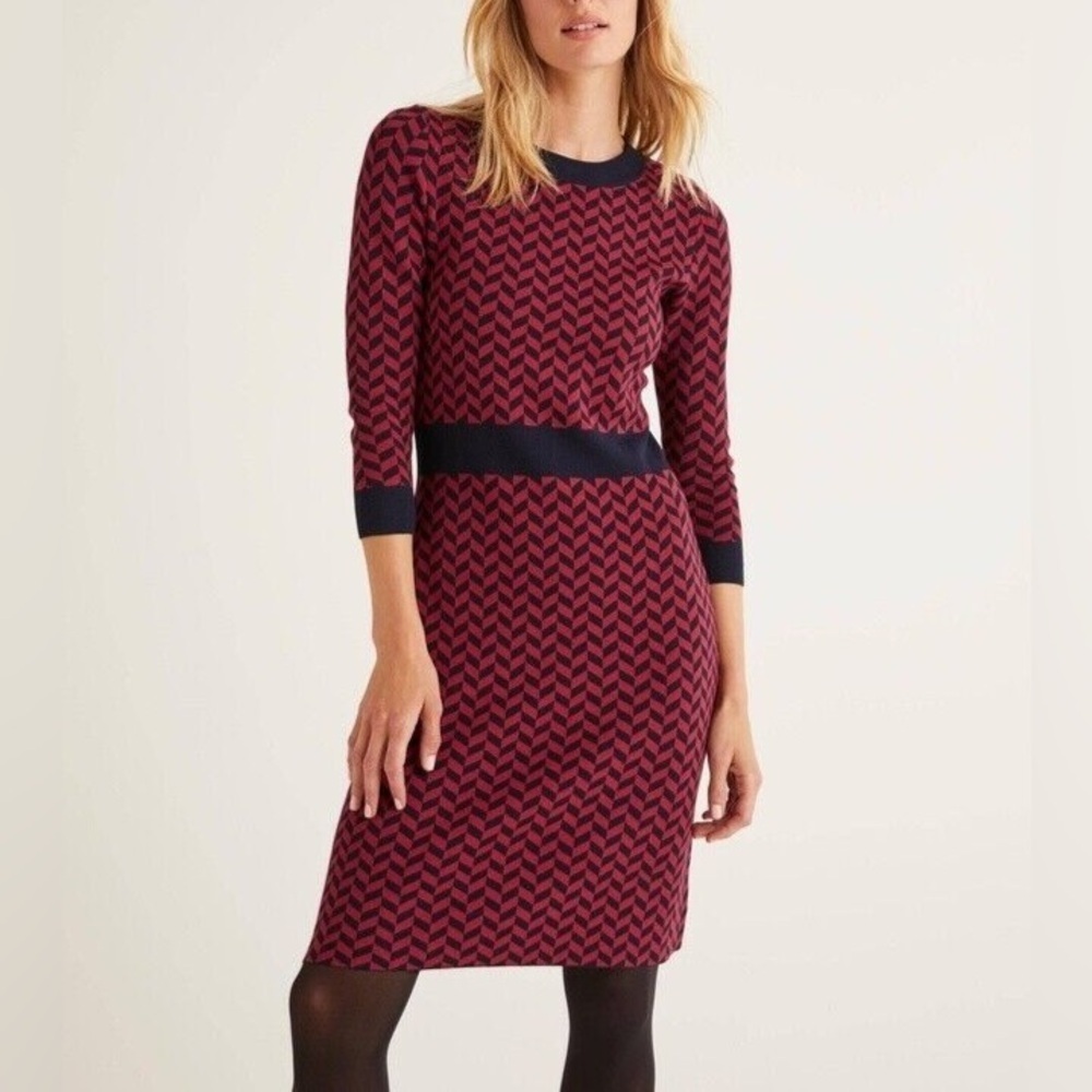 Boden Phoebe Knitted Dress with a herringbone pattern